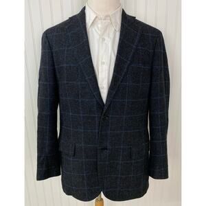 Byron British Style Slim Fit plaid wool tweed 2-button unstructured blazer 44R